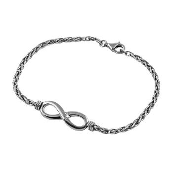 Strieborný 925 náramok tmavosivej farby, lesklý symbol INFINITY