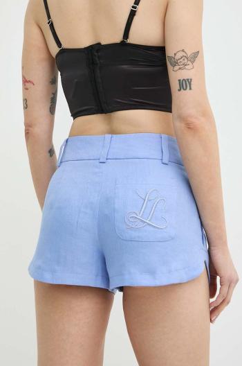 Ľanové šortky Luisa Spagnoli AUSILIO RUNWAY COLLECTION jednofarebné, stredne vysoký pás, 541135,