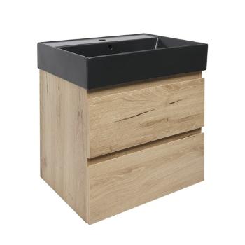 Kúpeľňová skrinka 2 zásuvky s umývadlom SAT B-Way 59x50x45 cm dub matný BWAY260OAKU2BB