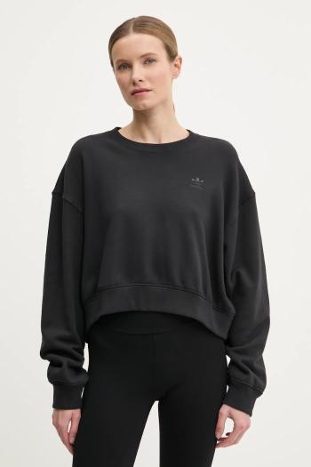Bavlnená mikina adidas Originals Nelson dámska, čierna farba, s potlačou, JC8335