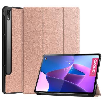 LEATHER Zaklápací obal pre Lenovo Tab P12 Pro ružovozlatý