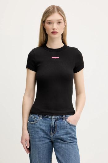 Tričko Tommy Jeans dámske, čierna farba, DW0DW21402