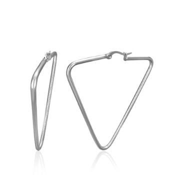 Náušnice z ocele 316L - trojuholníky, strieborná farba 30 mm
