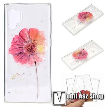 Szilikon védő tok / hátlap - VIRÁG MINTÁS - ÁTLÁTSZÓ - SAMSUNG Galaxy Note10 Plus (SM-N975F) / SAMSUNG Galaxy Note10 Plus 5G (SM-N976F)
