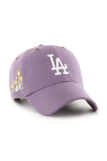 Bavlnená šiltovka 47 brand MLB Los Angeles Dodgers fialová farba, s nášivkou, B-PTLSD12GWS-II