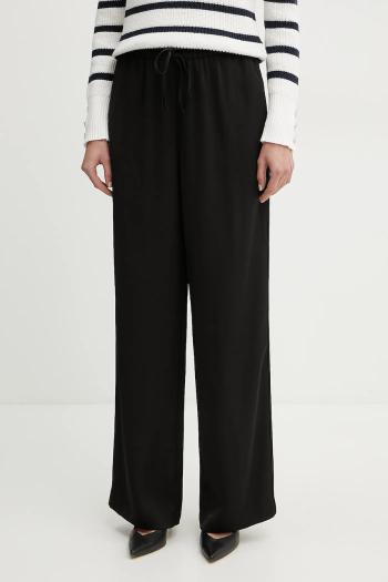 Nohavice Armani Exchange dámske, čierna farba, široké, vysoký pás, XW000143 AF10840