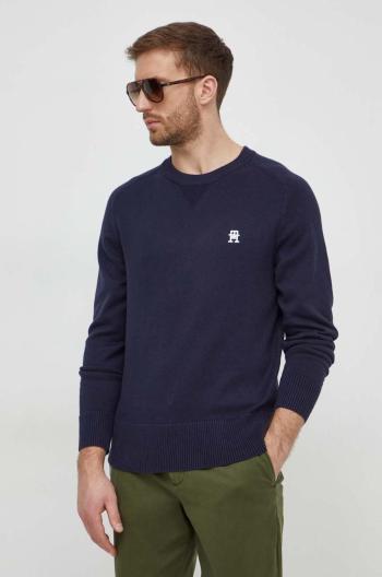 Bavlnený sveter Tommy Hilfiger tmavomodrá farba,tenký,MW0MW34687