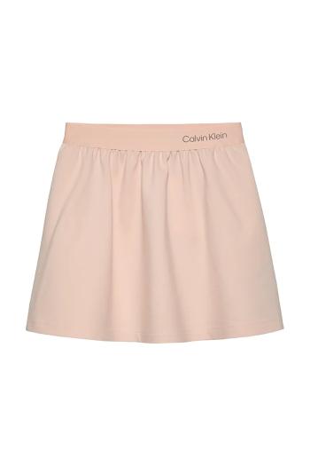 Dievčenská sukňa Calvin Klein Jeans ružová farba, mini, áčkový strih, IG0IG02895