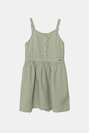 Ľanové šaty pre deti Guess zelená farba, mini, áčkový strih, J5GK27 WG5G0