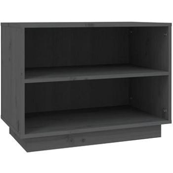 Skrinka na topánky sivá 60 × 34 × 45 cm masívne borovicové drevo, 813547