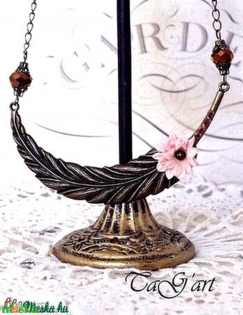 Levélke bronz colier ( selyemvirág, bronz, trendi, nyaklánc, elegáns, ajándék )