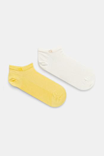 Ponožky Calvin Klein 2-pak dámske, žltá farba, 701231383