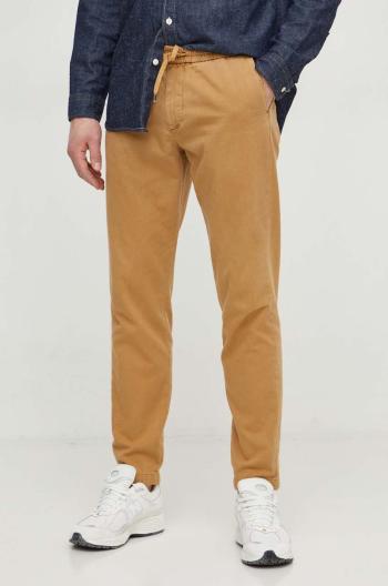 Nohavice Tommy Hilfiger pánske,hnedá farba,priliehavé,MW0MW33918