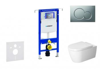 GEBERIT - Duofix Modul na závesné WC s tlačidlom Sigma01, matný chróm + Duravit ME by Starck - WC a doska, Rimless, SoftClose 111.355.00.5 NM3