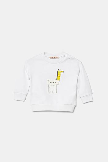 Bavlnená mikina pre bábätká Marni MS304B SWEAT-SHIRT biela farba, s potlačou, M01405