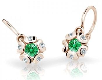 Cutie Jewellery Detské náušnice z ružového zlata C2178-10-X-4 zelená