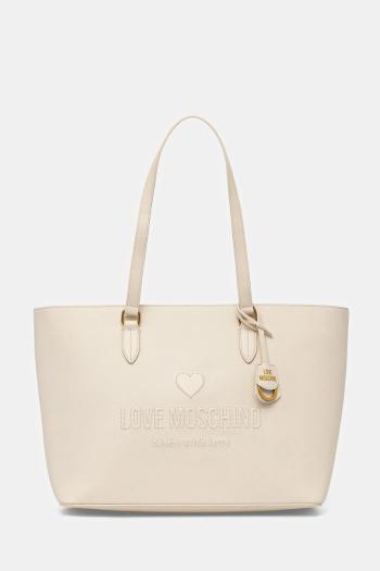 Kožená kabelka Love Moschino béžová farba, JC4114PP1