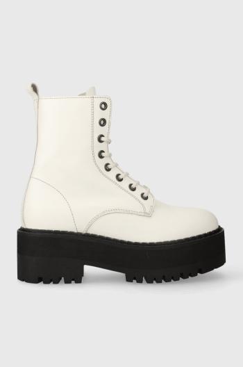 Kožené workery Tommy Jeans TJW BOOT ZIP UP dámske, biela farba, na plochom podpätku, EN0EN02305