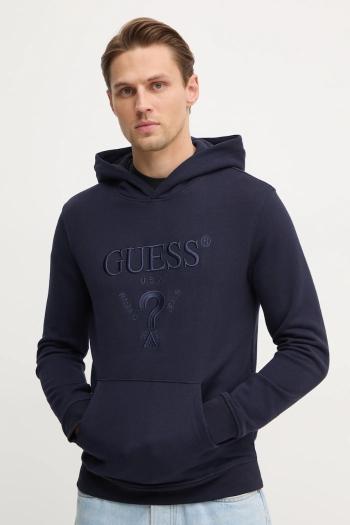 Mikina Guess BEAU pánska, tmavomodrá farba, s kapucňou, s nášivkou, M5RQ36 KCN01