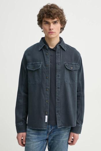 Košeľa Rag & Bone pánska, tmavomodrá farba, regular, s klasickým golierom, MED24S0004ZDMI