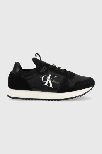Tenisky Calvin Klein Jeans YW0YW00840 RUNNER SOCK LACEUP NY-LTH W čierna farba, YW0YW00840