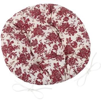 Bellatex Adela prešívaný okrúhly – priemer 40 cm – bordó kvet (5677)