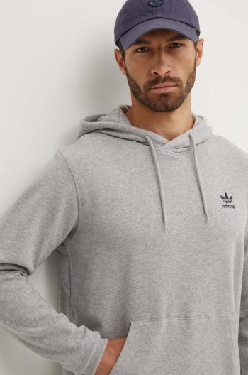 Bavlnená mikina adidas Originals pánska, šedá farba, s kapucňou, melanžová, IX7670