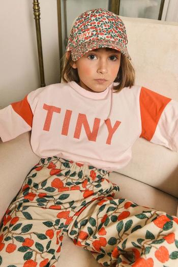 Detské bavlnené tričko Tinycottons TINY COLOR BLOCK TEE ružová farba, s potlačou, AW25-264
