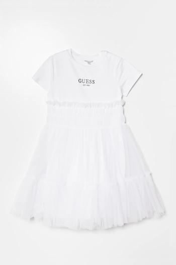 Dievčenské šaty Guess biela farba, midi, áčkový strih, J5RK18 K6YW0