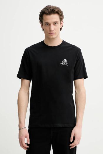 Bavlnené tričko The Kooples pánske, čierna farba, s nášivkou, HTSC30029K