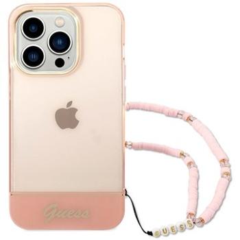 Guess PC/TPU Camera Outline Translucent Zadný Kryt s Pútkom pre iPhone 14 Pro Max Pink (GUHCP14XHGCOHP)