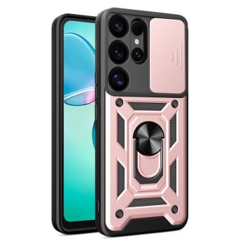 RING CAMERA Kryt s držiakom pre Samsung Galaxy S25 Ultra 5G ružový