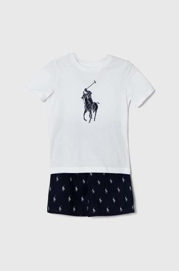 Detské bavlnené pyžamo Polo Ralph Lauren tmavomodrá farba, vzorované