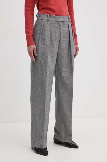 Nohavice Tommy Hilfiger dámske, šedá farba, široké, vysoký pás, WW0WW42235