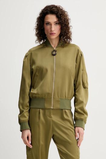 Bunda Simona Corsellini zelená farba, prechodná, oversize, P25CPGB001