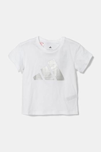 Detské bavlnené tričko adidas biela farba, JD1831