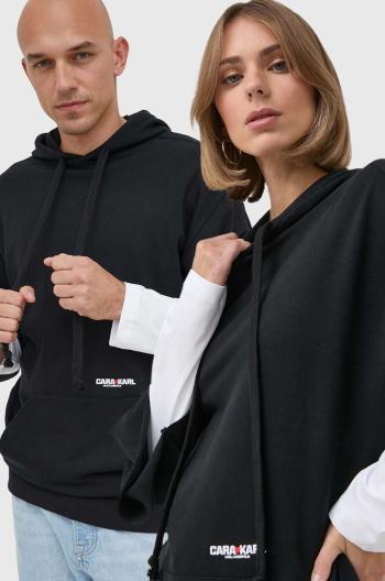 Mikina Karl Lagerfeld Karl Lagerfeld x Cara Delevingne unisex, čierna farba, s kapucňou, s nášivkou