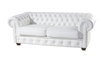 PYKA Chesterfield kožená trojsedačka wenge / biela (White snow)