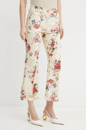 Nohavice Weekend Max Mara dámske, béžová farba, zvony, stredne vysoký pás, 2515131122600