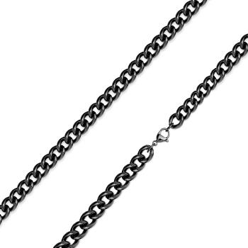 Čierna retiazka z 316L ocele - zatočené okrúhle očká, PVD úprava, 4 mm - Dĺžka: 485 mm