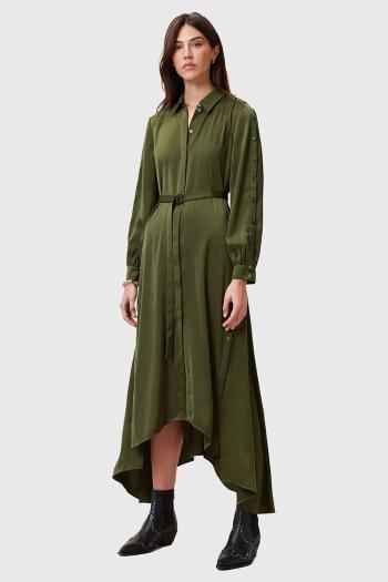Šaty AllSaints LEXI zelená farba, midi, áčkový strih, W036DC