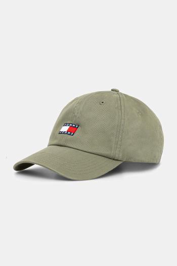 Bavlnená šiltovka Tommy Jeans zelená farba, s nášivkou