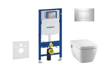 GEBERIT - Duofix Modul na závesné WC s tlačidlom Sigma30, lesklý chróm/chróm mat + Tece One - sprchovacia toaleta a doska, Rimless, SoftClose 111.300.00.5 NT6