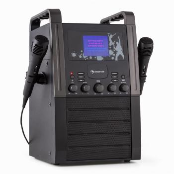 Auna KA8P-V2 BK, čierna, karaoke systém s CD prehrávačom, AUX, 2 mikrofóny