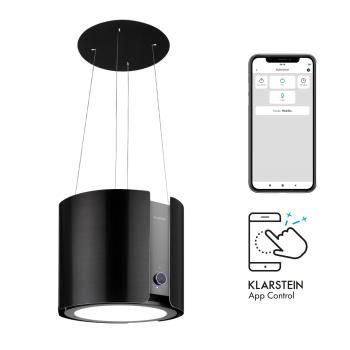 Klarstein Skyfall, digestor, 45 cm, ostrovčekový, 402 m³/h, LED, nehrdzavejúca oceľ, čierny