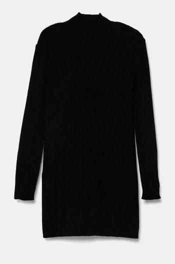 Dievčenské šaty United Colors of Benetton čierna farba, mini, priliehavé, 1170CV006