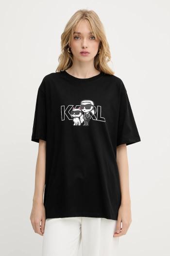 Bavlnené tričko Karl Lagerfeld dámske, čierna farba, A3W17084