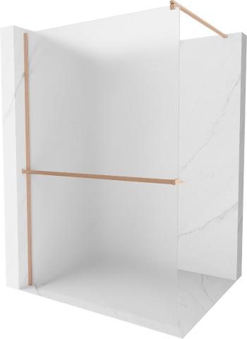 MEXEN/S - Kioto+ Sprchová zástena s poličkou WALK-IN 110 x 200 cm, dekor, meď kartáčovaná 800-110-121-65-30