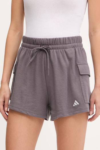 Šortky adidas Essentials fialová farba, jednofarebné, vysoký pás, JC5700