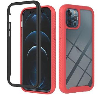 Oppo A54 5G / A74 5G / A93 5G, szilikon hátlap és műanyag előlapi tok, fekete/piros